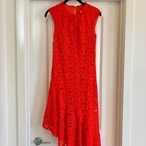 ❤️ Trina Turk Vibrant Red High Low Lace Dress